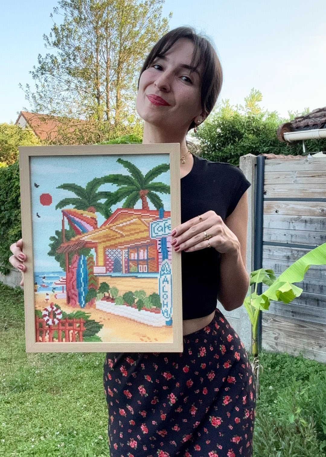 Diamond Painting Hawaï – Peinture en diamant Plage Café 30x40cm – Kit créatif complet - Ma Ville en Diamant