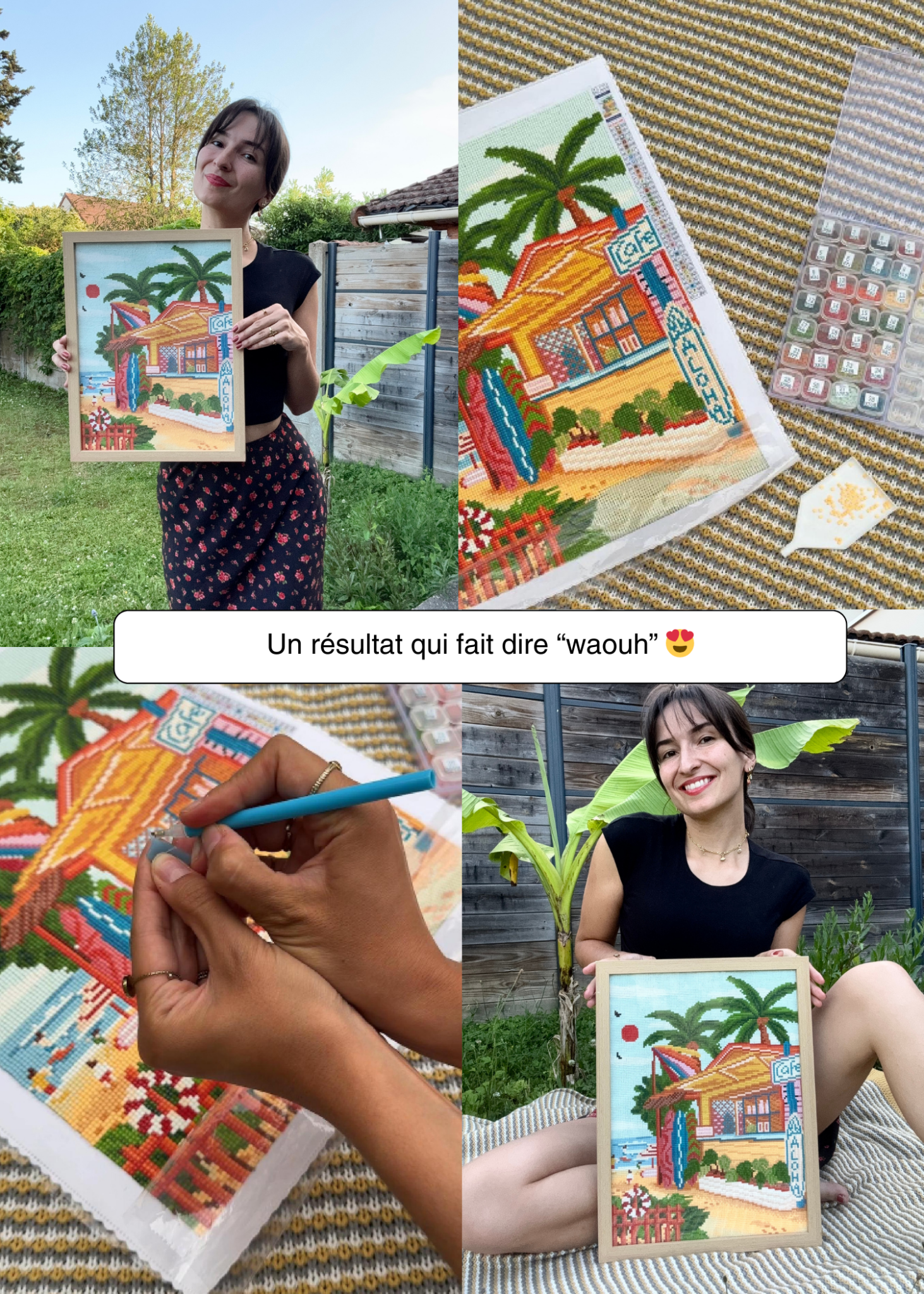 Hawaï et son cabanon de plage - Peinture en Diamant - Ma Ville en Diamant