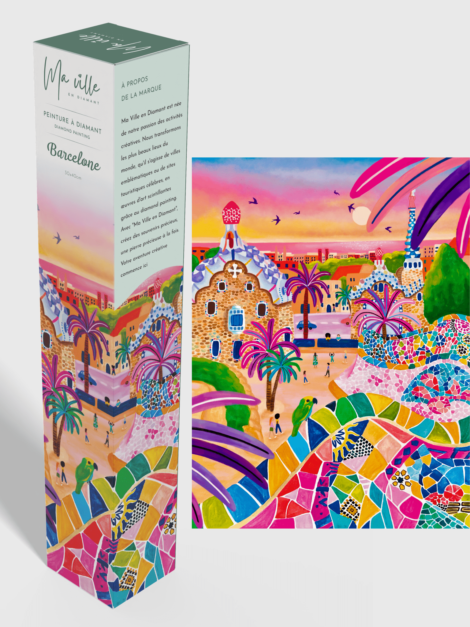 Peinture en Diamant Barcelone Vue du Parc Güell 30x40cm - Kit complet Diamond Painting - Ma Ville en Diamant