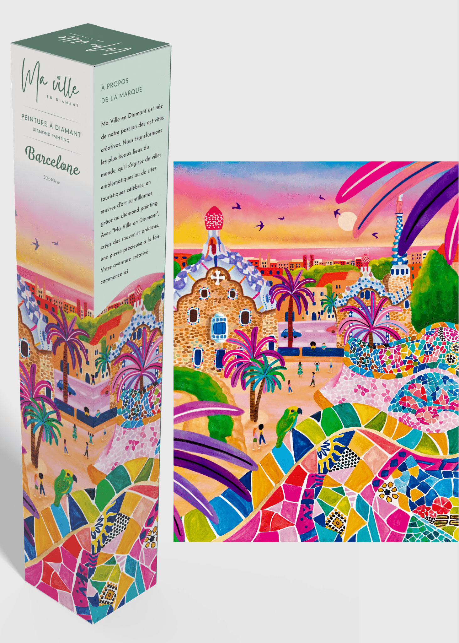 Peinture en Diamant Barcelone Vue du Parc Güell 30x40cm - Kit complet Diamond Painting - Ma Ville en Diamant