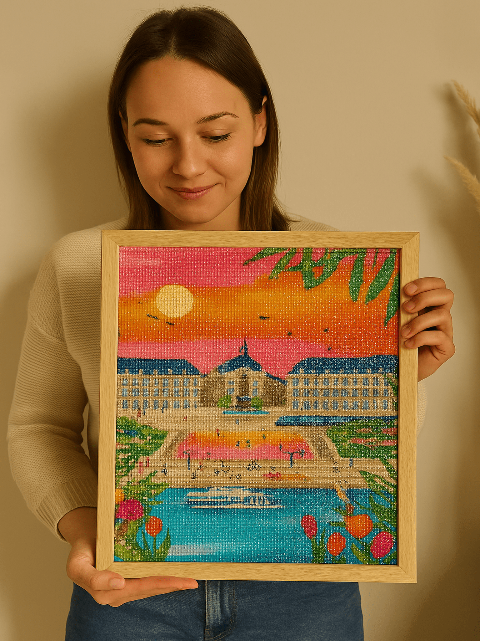 Peinture en Diamant - Bordeaux Place de la Bourse 30x40cm - Kit complet Diamond Painting - Ma Ville en Diamant
