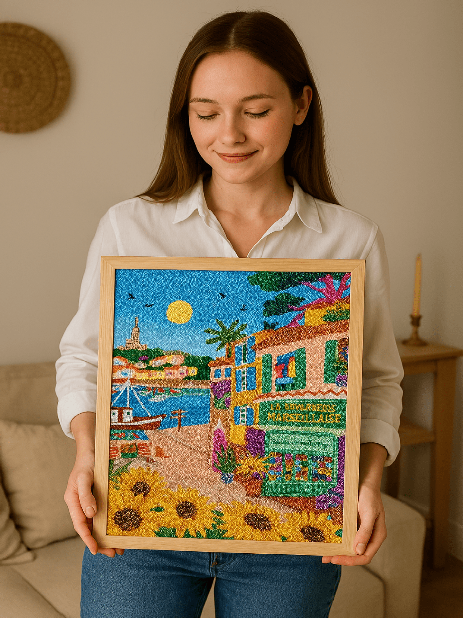 Peinture en Diamant - Marseille Vieux - Port 30x40cm - Kit complet Diamond Painting - Ma Ville en Diamant