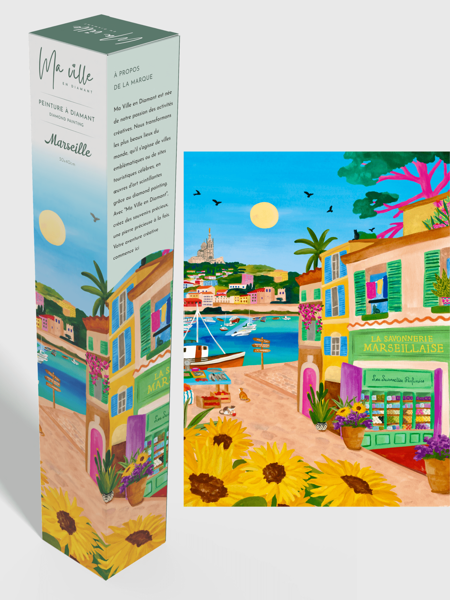 Peinture en Diamant - Marseille Vieux - Port 30x40cm - Kit complet Diamond Painting - Ma Ville en Diamant