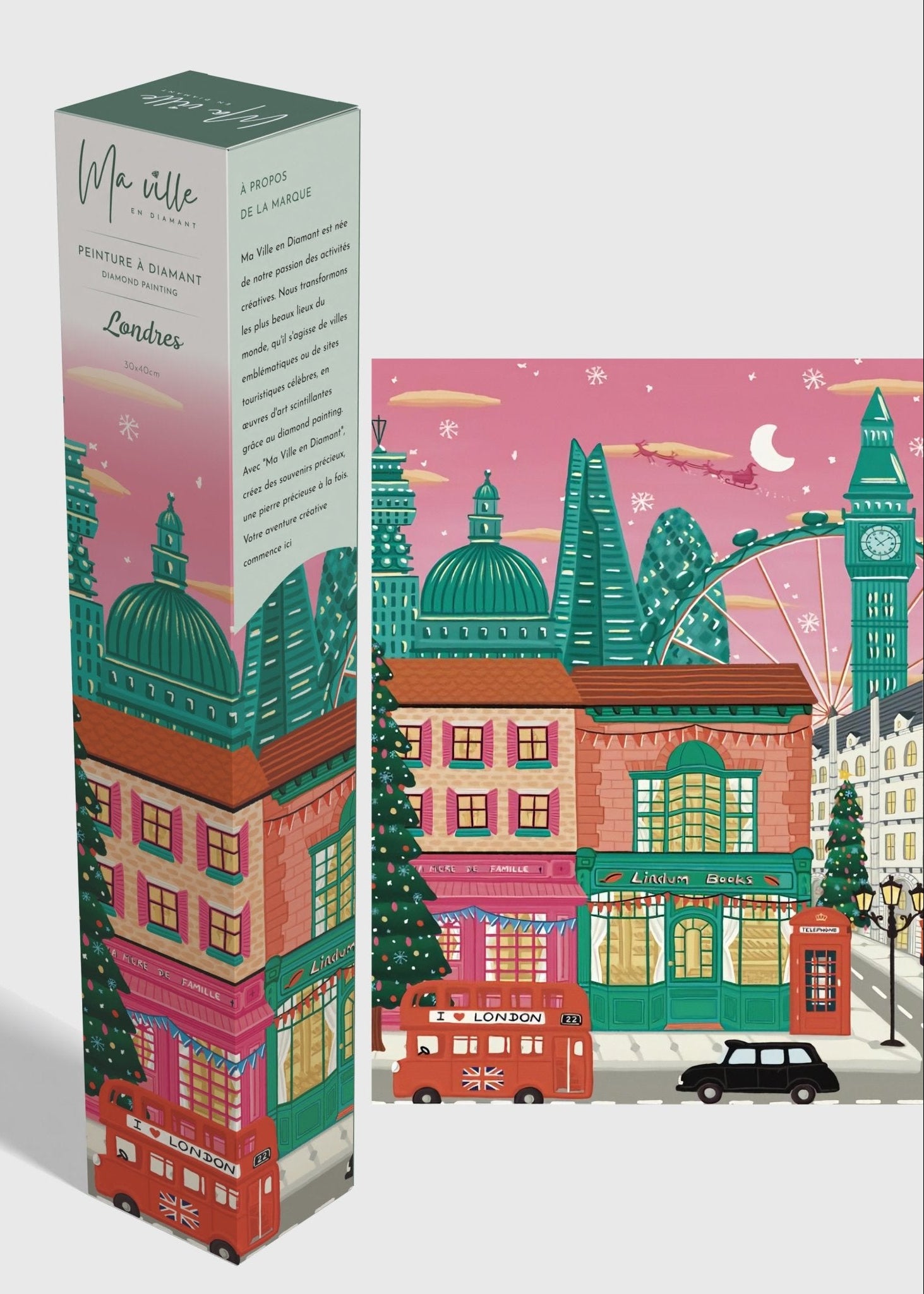 Peinture en Diamant Noël Londres 30x40cm - Kit complet Diamond Painting - Ma Ville en Diamant