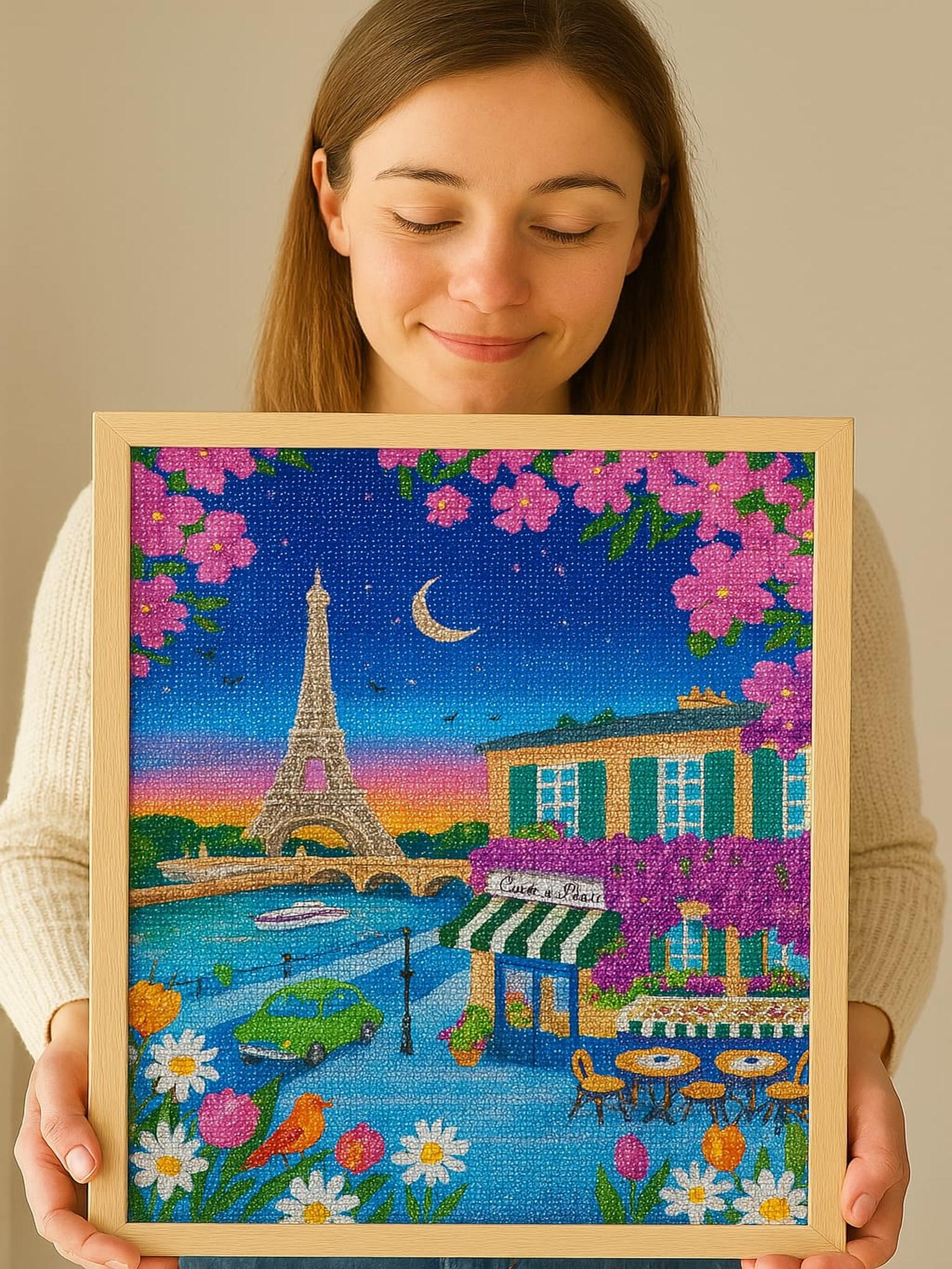 Peinture en Diamant - Paris la Nuit Vue sur la Tour Eiffel 30x40cm - Kit complet Diamond Painting - Ma Ville en Diamant