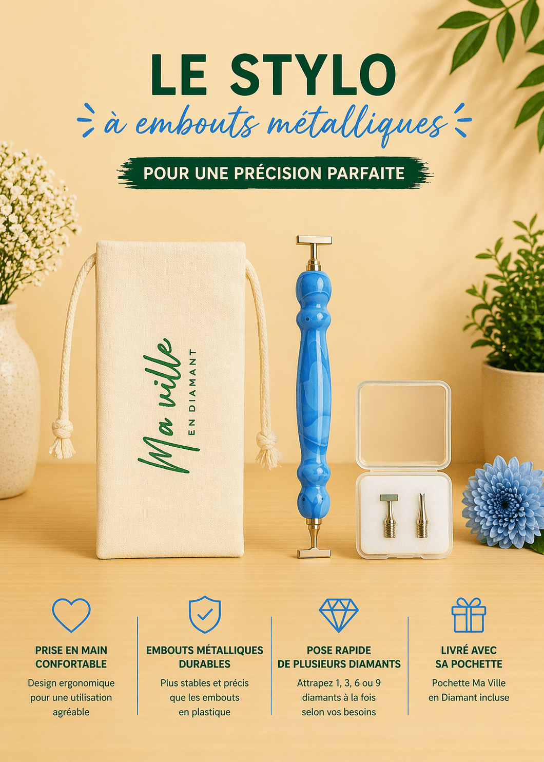 Stylo Multifonction à Embouts Métalliques – Ma Ville en Diamant - Ma Ville en Diamant