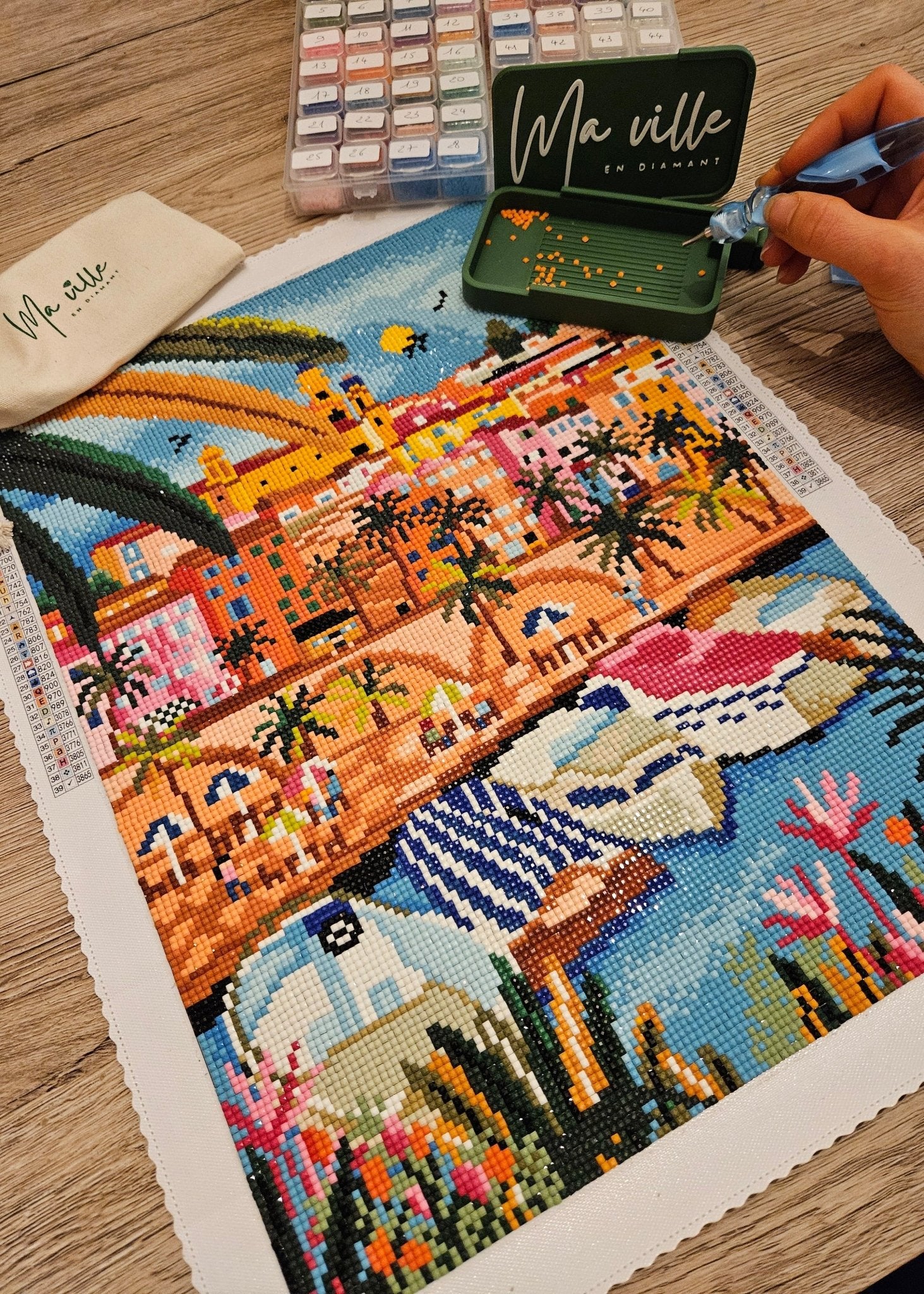 Menton aux couleurs pastel - Peinture en Diamant - Ma Ville en Diamant
