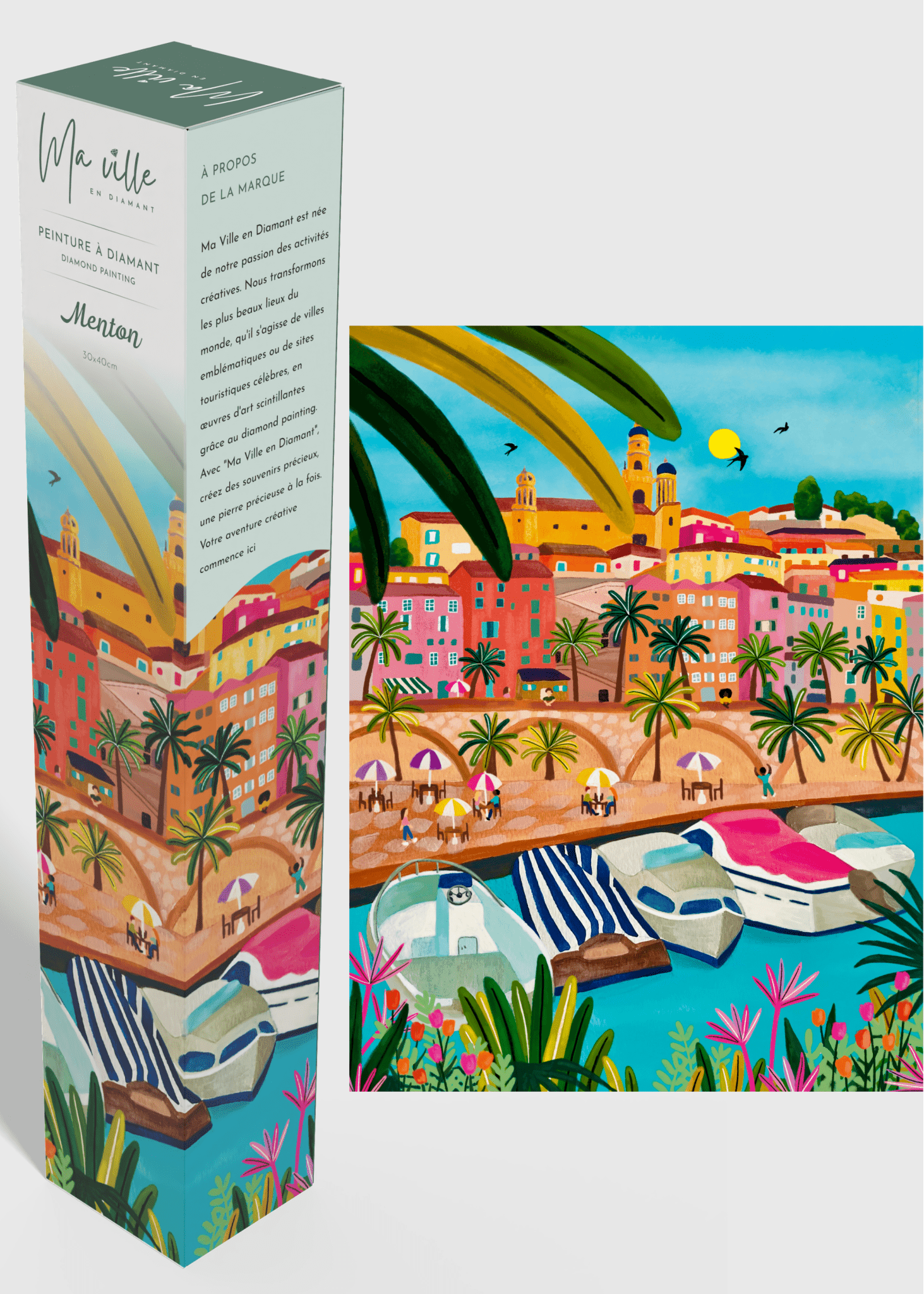 Peinture en Diamant - Menton Côte d'Azur 30x40cm - Kit complet Diamond Painting - Ma Ville en Diamant