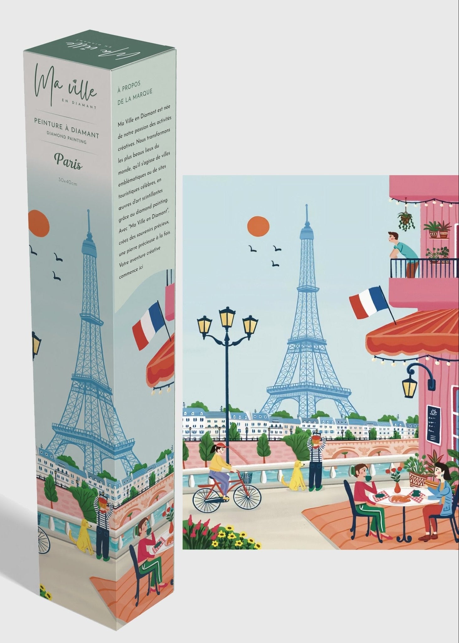 Peinture en Diamant Paris Tour Eiffel 30x40cm - Kit complet Diamond Painting - Ma Ville en Diamant